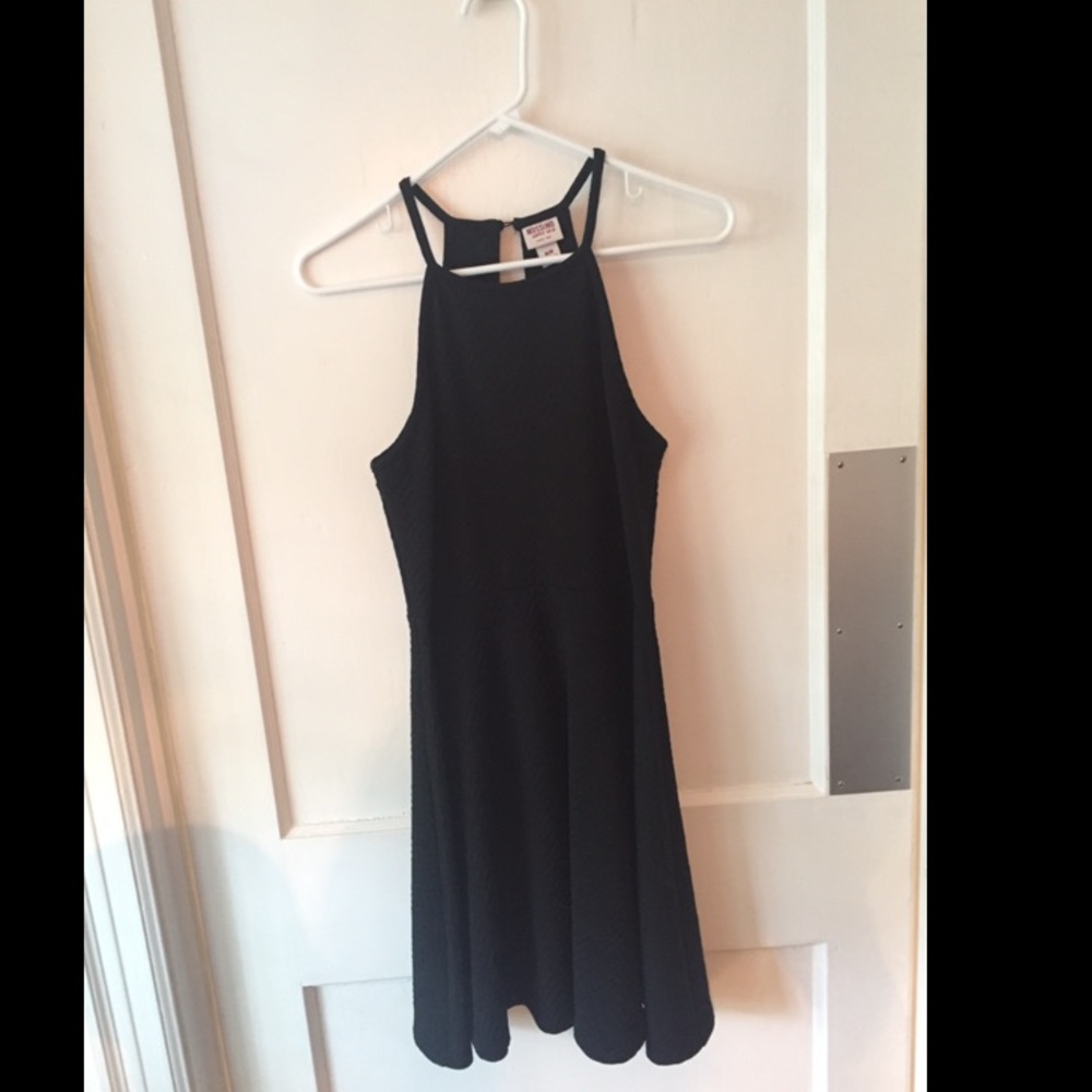 Black fit and flair textured dress